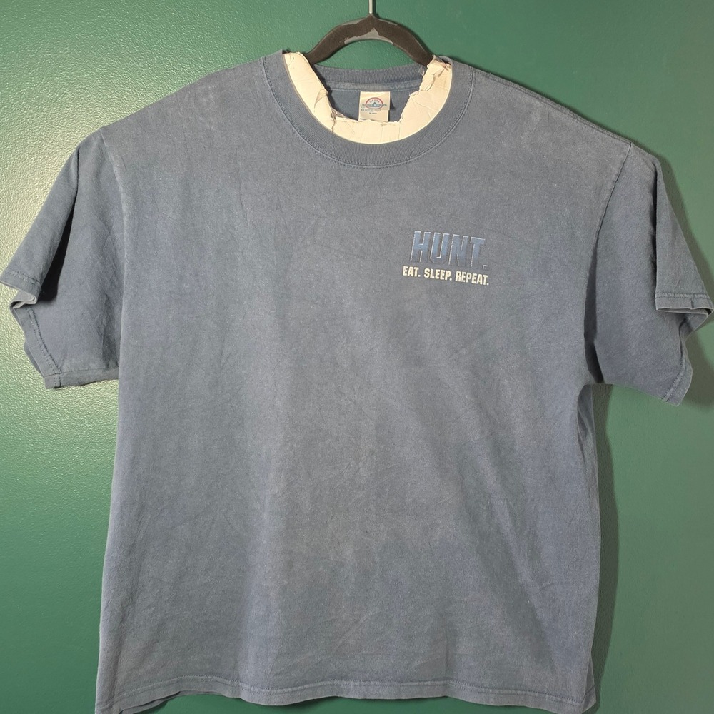 Delta Magnum Weight Hunting T-Shirt Mens XL Blue Bag It Tag It Deer Buck Graphic